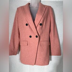 Women's Wool Blend Pink Double-Breasted Blazer Size 6P